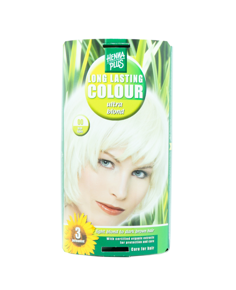 Hennaplus ilgalaikiai plaukų dažai su 9 ekologiškais augaliniais ekstraktais, spalva itin šviesi 00